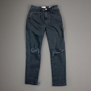 Cotton:On Stretch Mom Ripped Jeans Black Women's Size 8